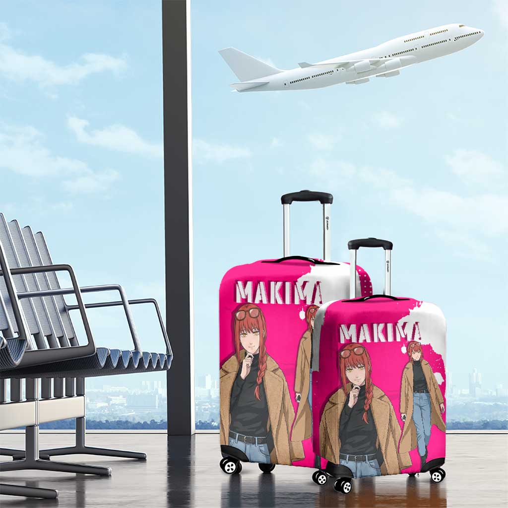 Makima Chainsaw Man Street Style Luggage Cover Bold Anime Grunge Aesthetic in Hot Pink