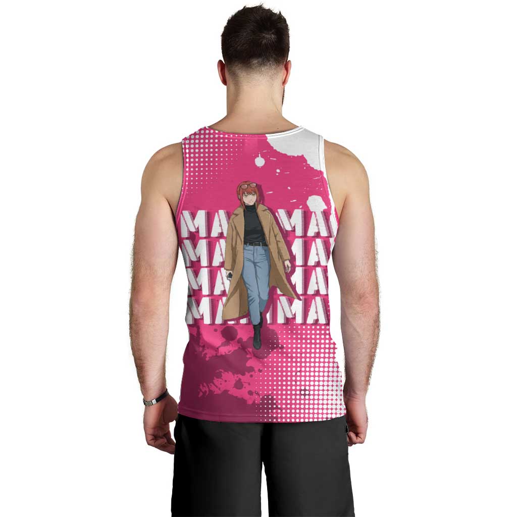 Makima Chainsaw Man Street Style Men Tank Top Bold Anime Grunge Aesthetic in Hot Pink