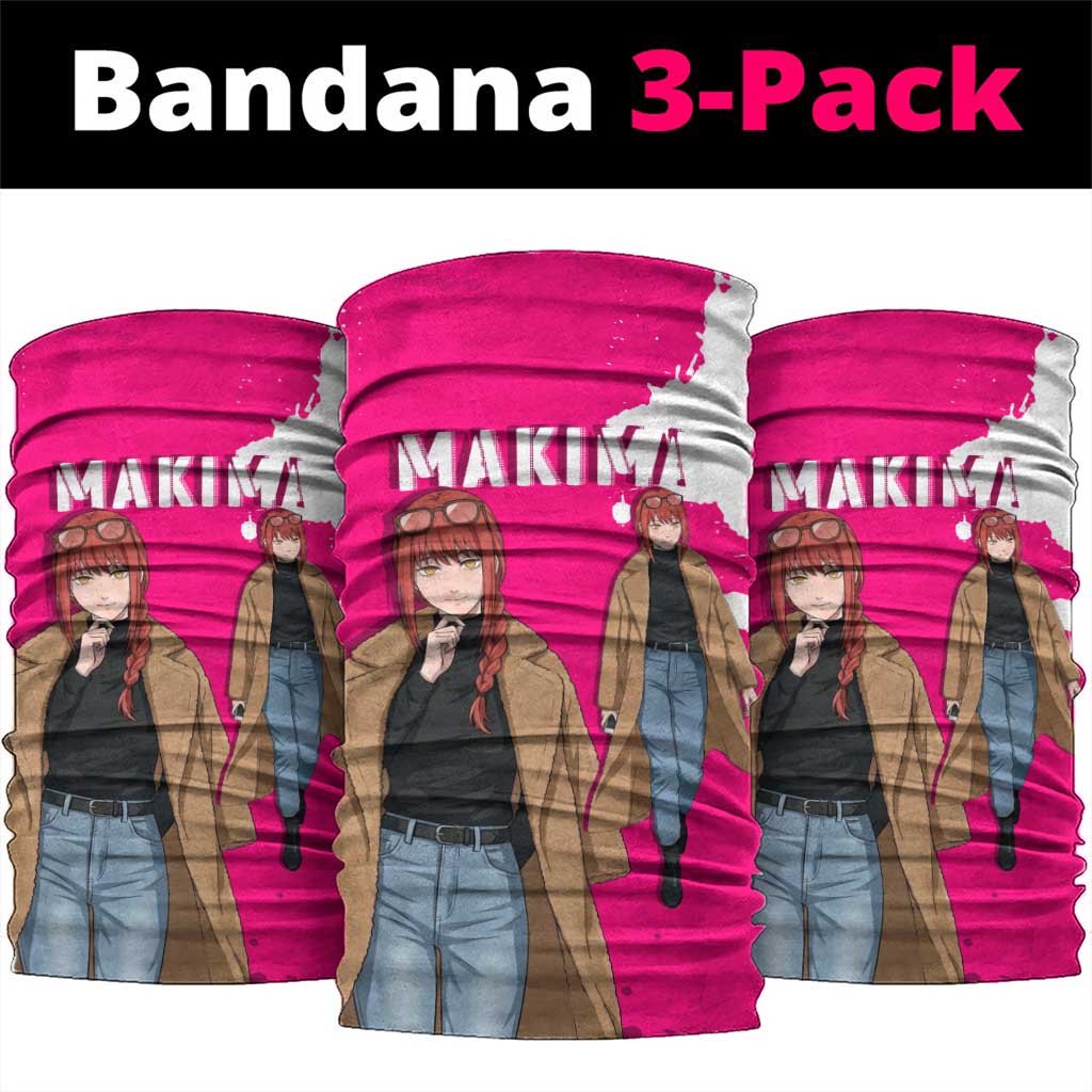Makima Chainsaw Man Street Style Neck Gaiter Bold Anime Grunge Aesthetic in Hot Pink