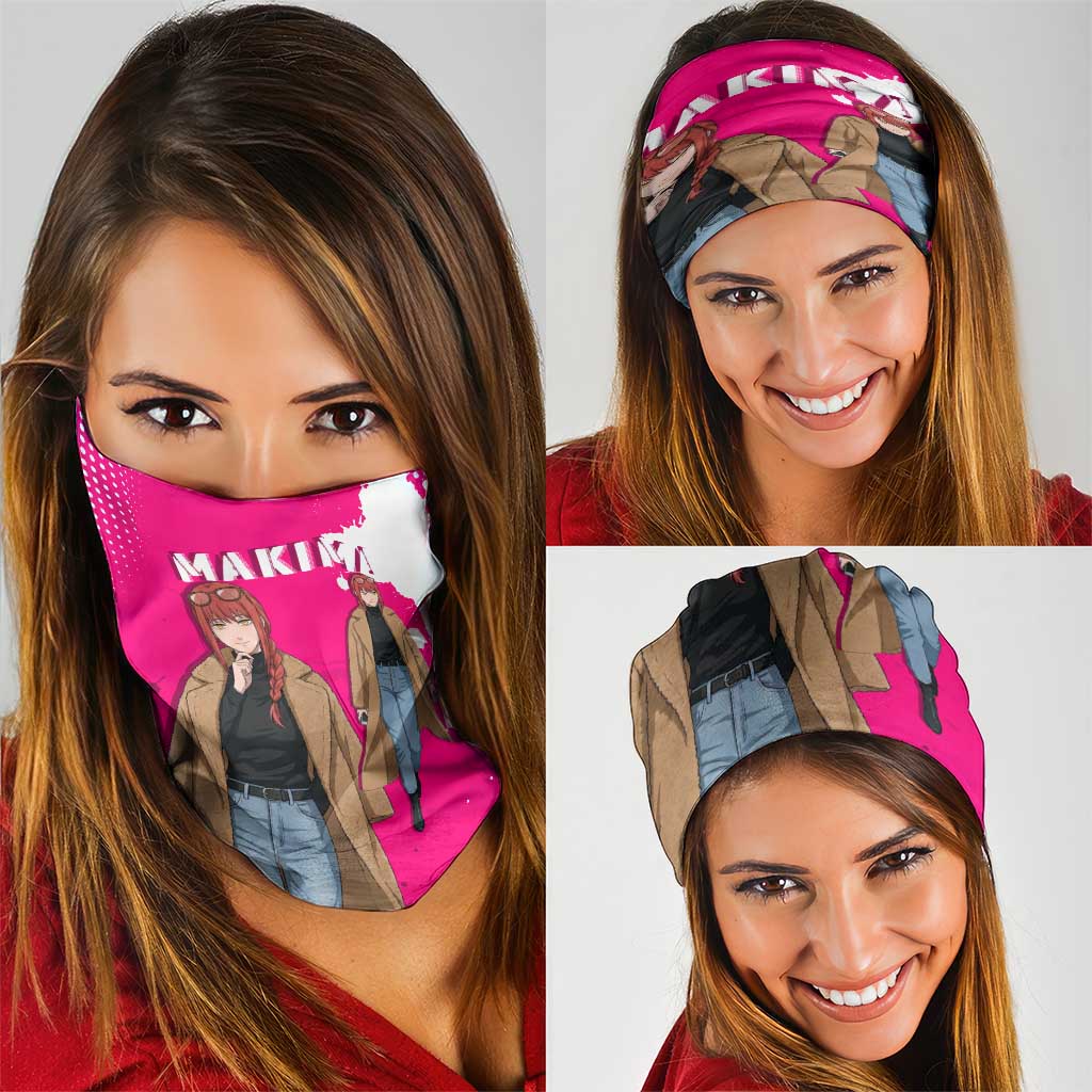 Makima Chainsaw Man Street Style Neck Gaiter Bold Anime Grunge Aesthetic in Hot Pink