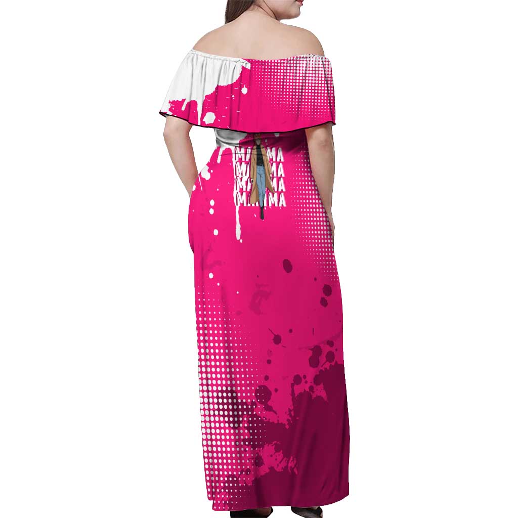 Makima Chainsaw Man Street Style Off Shoulder Maxi Dress Bold Anime Grunge Aesthetic in Hot Pink