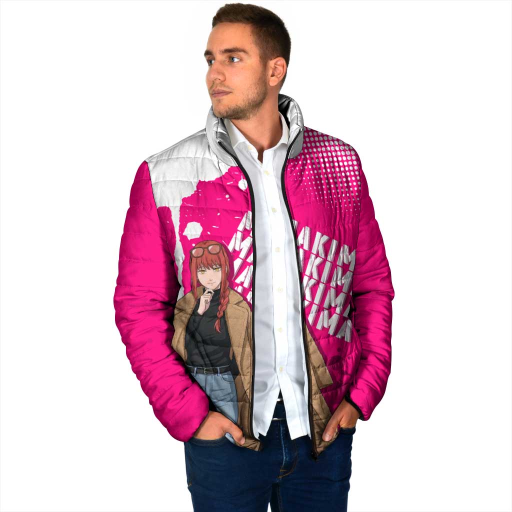 Makima Chainsaw Man Street Style Padded Jacket Bold Anime Grunge Aesthetic in Hot Pink