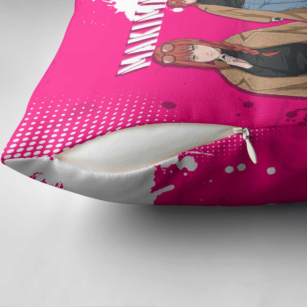 Makima Chainsaw Man Street Style Pillow Cover Bold Anime Grunge Aesthetic in Hot Pink