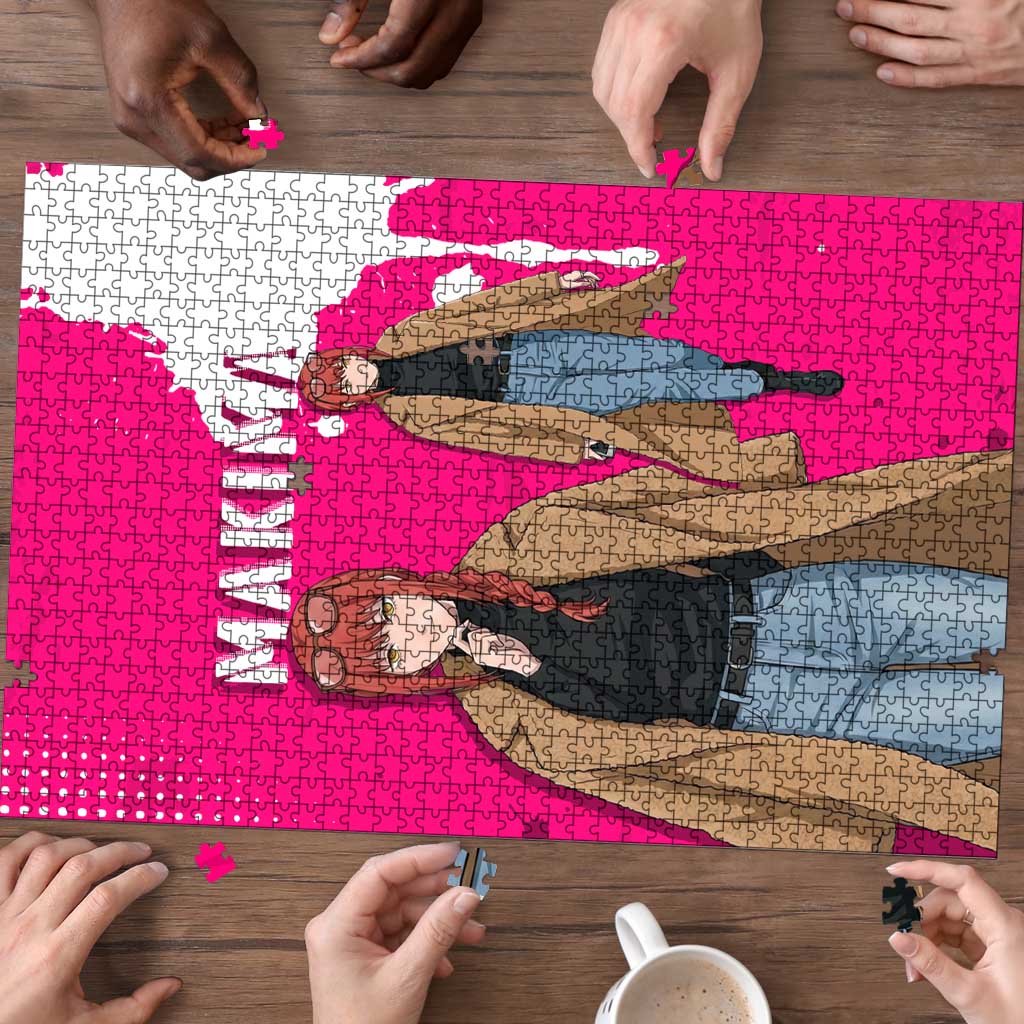 Makima Chainsaw Man Street Style Puzzle Bold Anime Grunge Aesthetic in Hot Pink