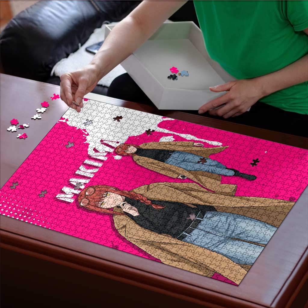Makima Chainsaw Man Street Style Puzzle Bold Anime Grunge Aesthetic in Hot Pink