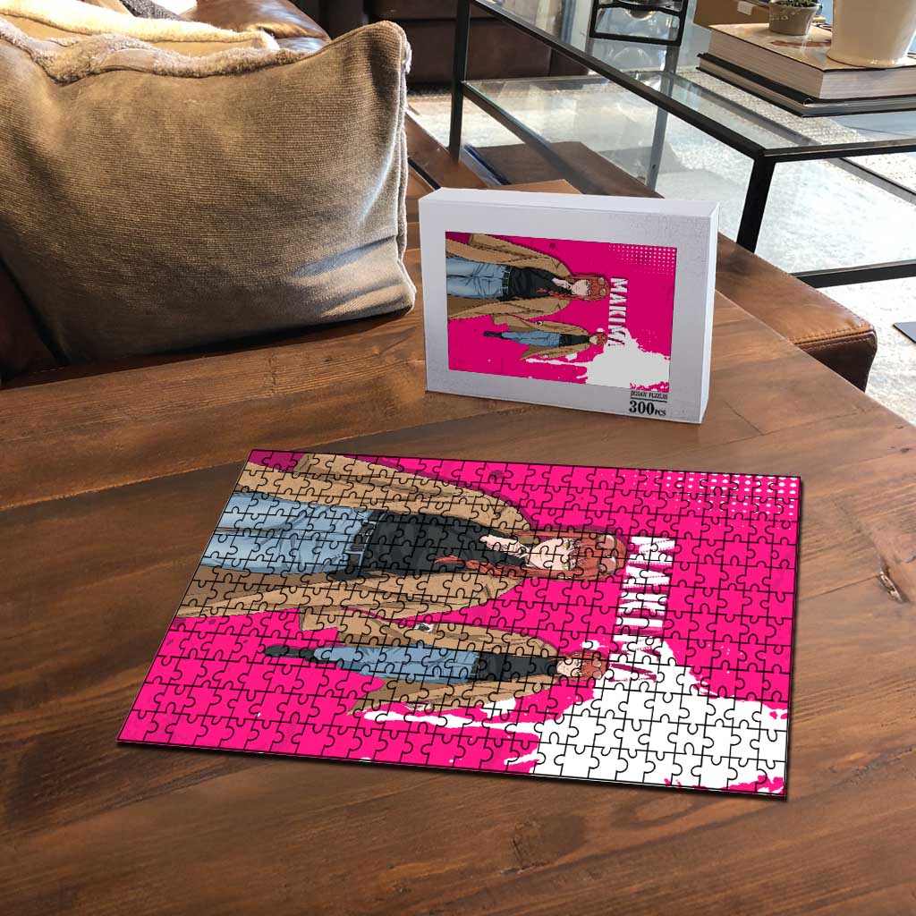 Makima Chainsaw Man Street Style Puzzle Bold Anime Grunge Aesthetic in Hot Pink