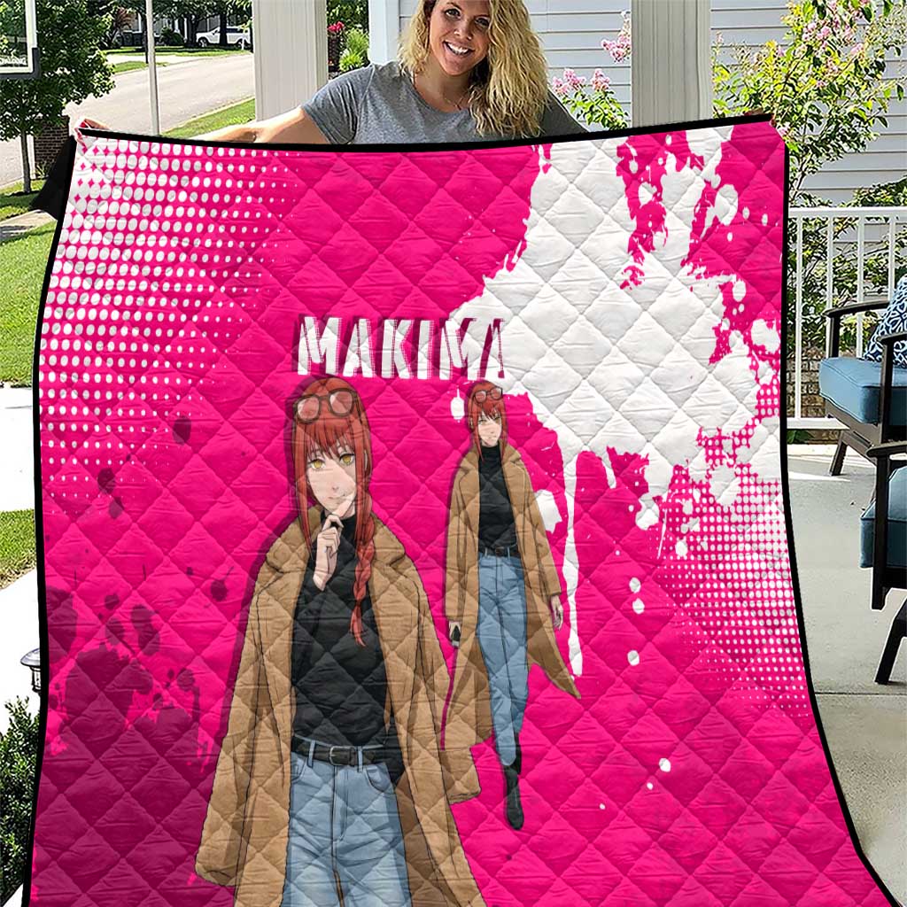 Makima Chainsaw Man Street Style Quilt Bold Anime Grunge Aesthetic in Hot Pink