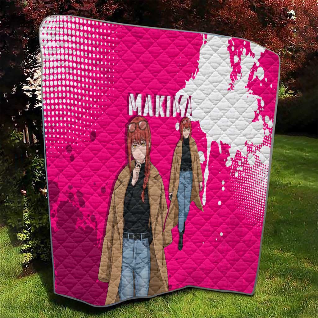 Makima Chainsaw Man Street Style Quilt Bold Anime Grunge Aesthetic in Hot Pink