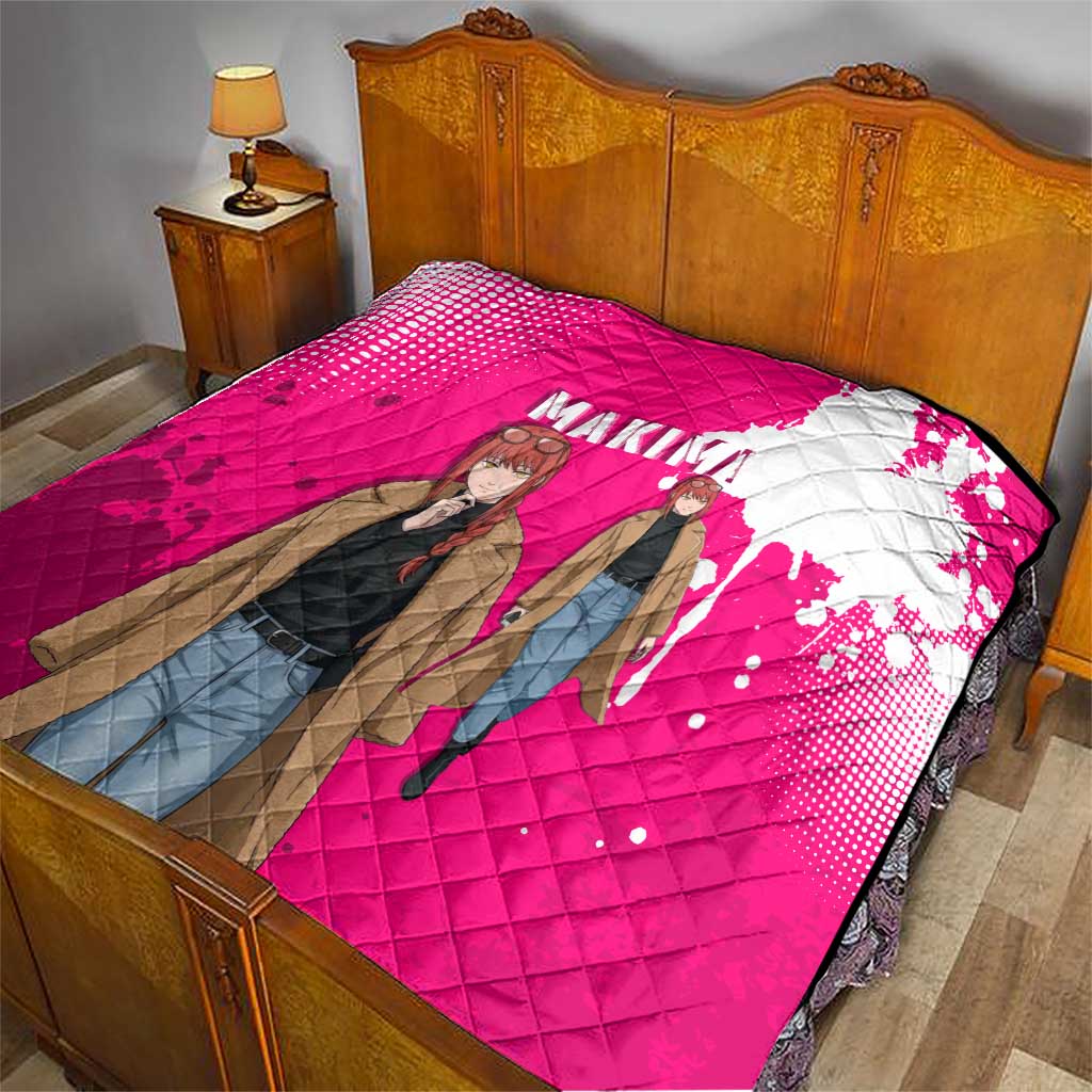 Makima Chainsaw Man Street Style Quilt Bold Anime Grunge Aesthetic in Hot Pink