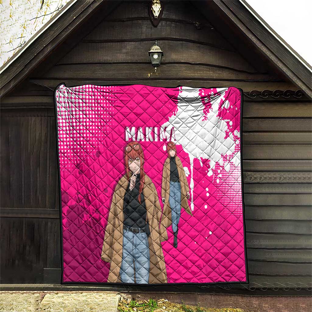 Makima Chainsaw Man Street Style Quilt Bold Anime Grunge Aesthetic in Hot Pink