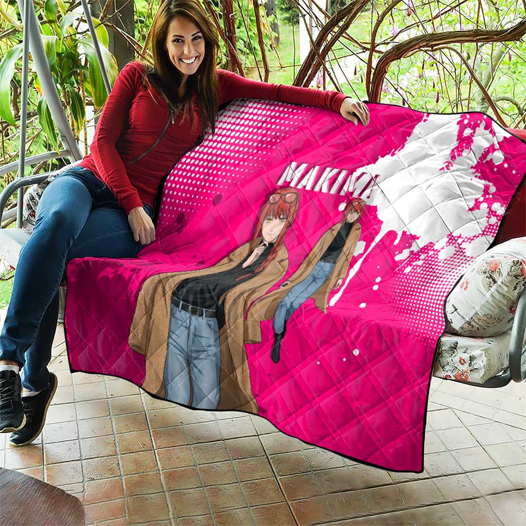 Makima Chainsaw Man Street Style Quilt Bold Anime Grunge Aesthetic in Hot Pink