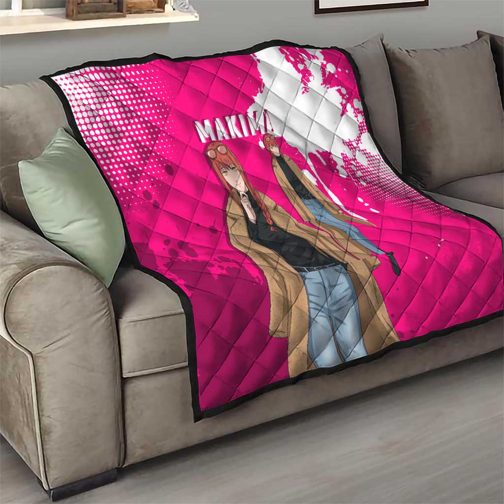 Makima Chainsaw Man Street Style Quilt Bold Anime Grunge Aesthetic in Hot Pink