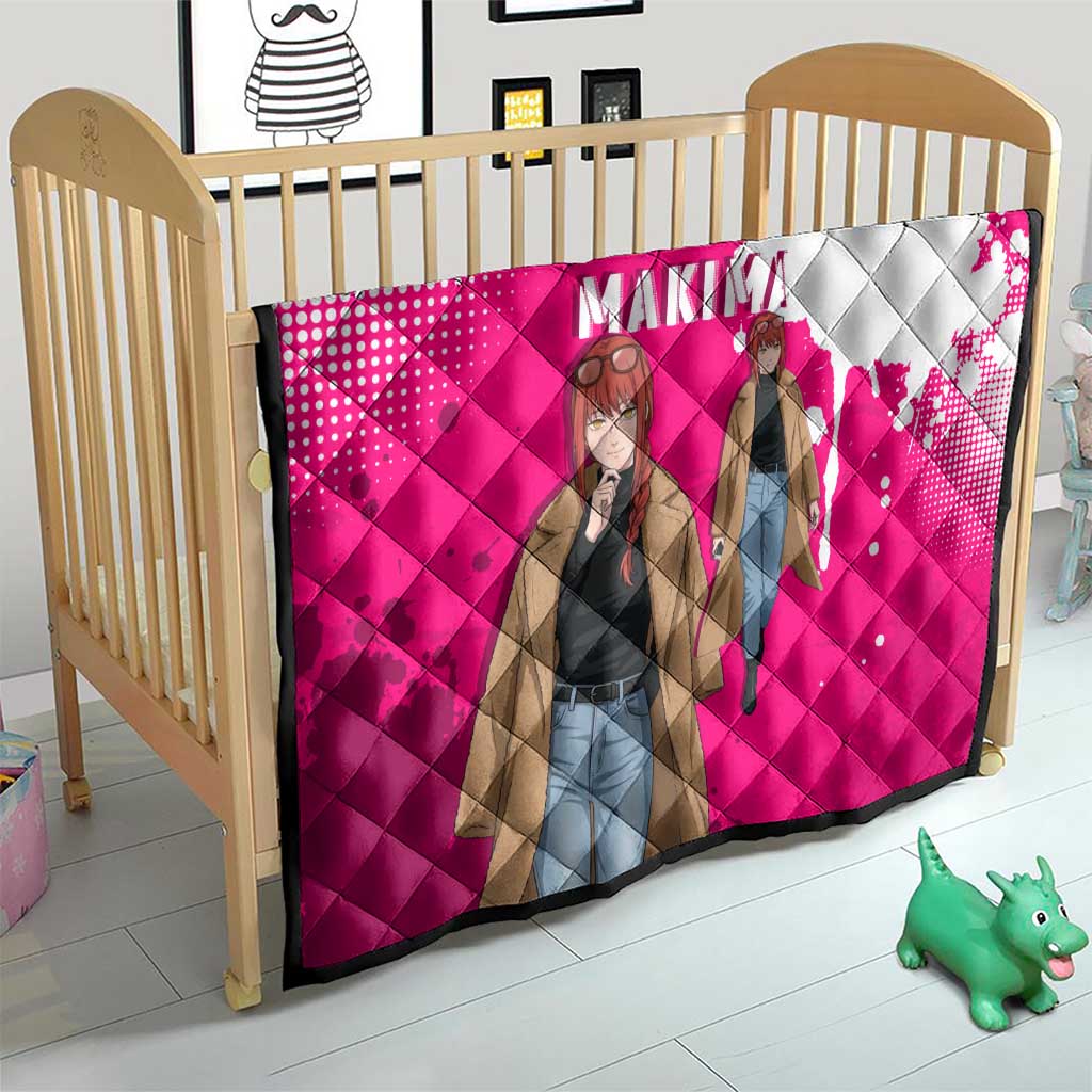 Makima Chainsaw Man Street Style Quilt Bold Anime Grunge Aesthetic in Hot Pink