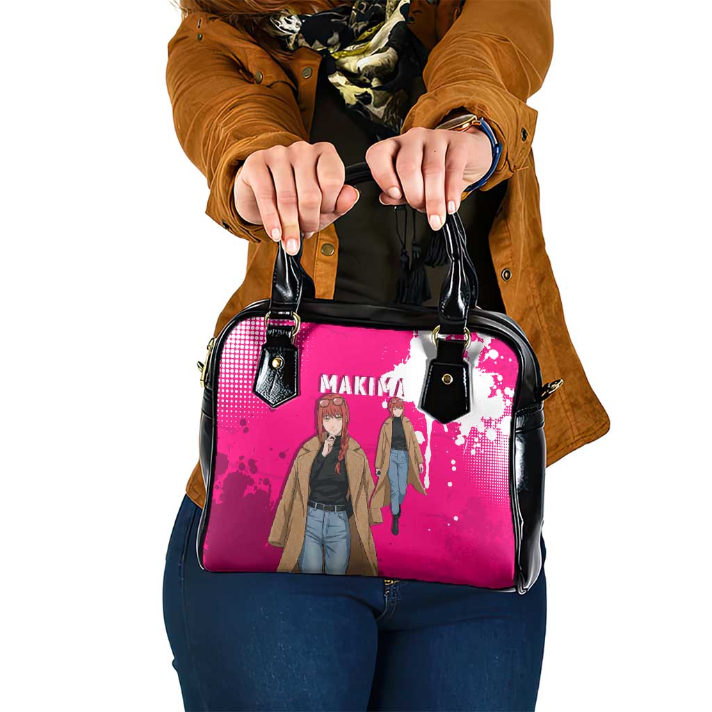 Makima Chainsaw Man Street Style Shoulder Handbag Bold Anime Grunge Aesthetic in Hot Pink