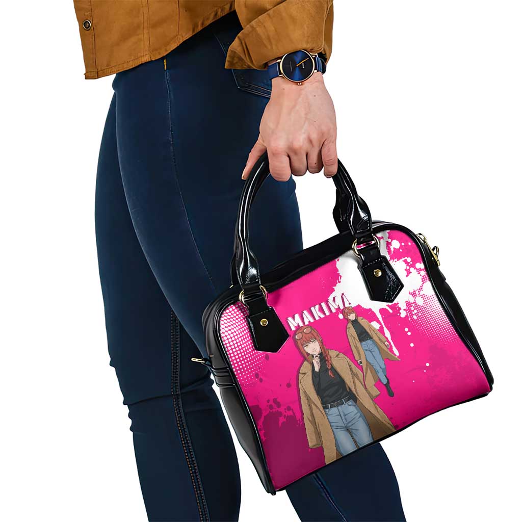 Makima Chainsaw Man Street Style Shoulder Handbag Bold Anime Grunge Aesthetic in Hot Pink