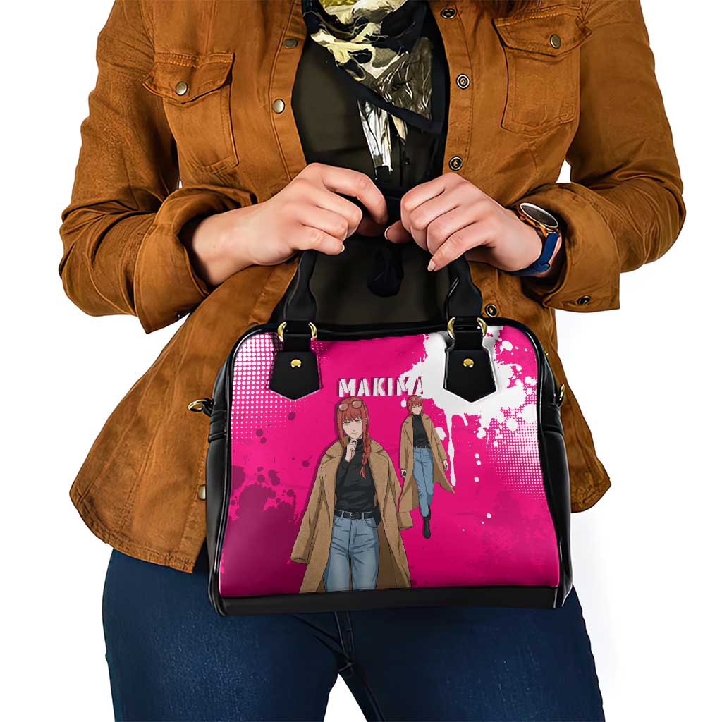 Makima Chainsaw Man Street Style Shoulder Handbag Bold Anime Grunge Aesthetic in Hot Pink