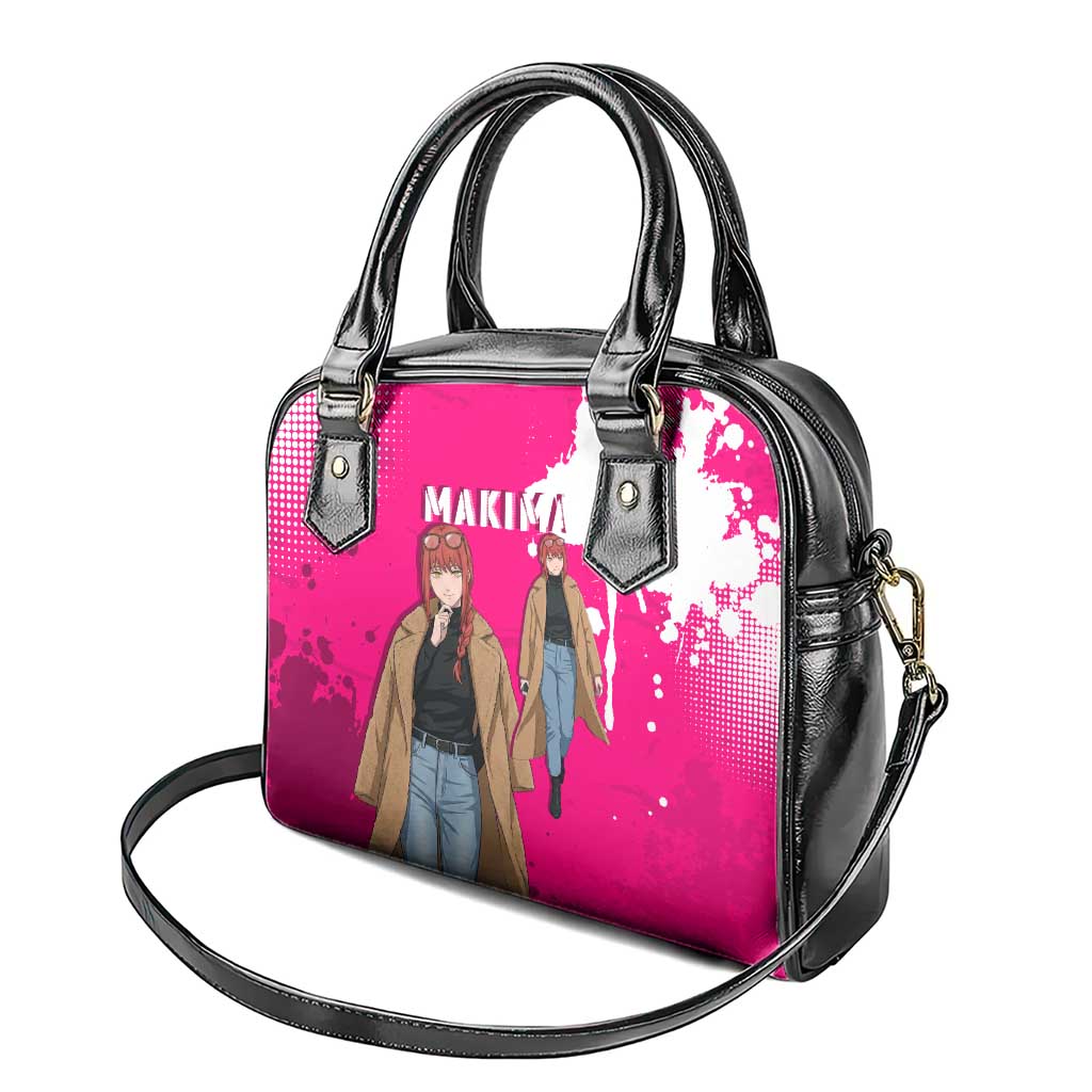 Makima Chainsaw Man Street Style Shoulder Handbag Bold Anime Grunge Aesthetic in Hot Pink