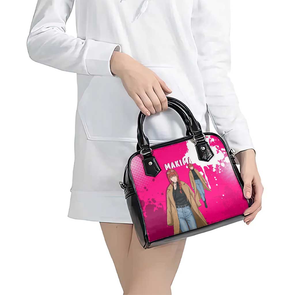 Makima Chainsaw Man Street Style Shoulder Handbag Bold Anime Grunge Aesthetic in Hot Pink