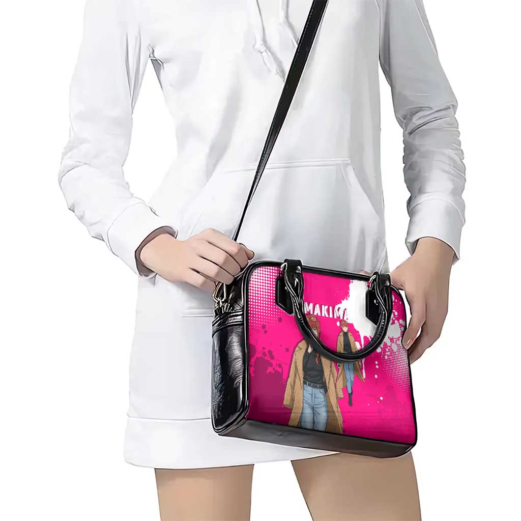 Makima Chainsaw Man Street Style Shoulder Handbag Bold Anime Grunge Aesthetic in Hot Pink