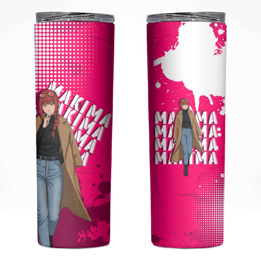 Makima Chainsaw Man Street Style Skinny Tumbler Bold Anime Grunge Aesthetic in Hot Pink