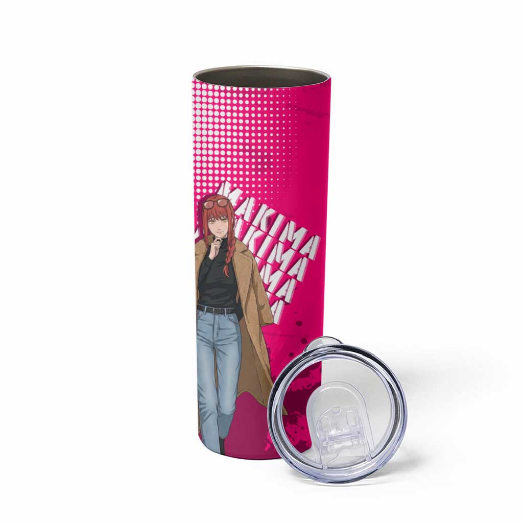 Makima Chainsaw Man Street Style Skinny Tumbler Bold Anime Grunge Aesthetic in Hot Pink
