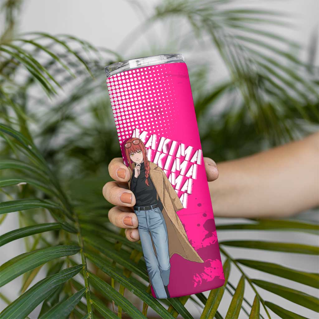 Makima Chainsaw Man Street Style Skinny Tumbler Bold Anime Grunge Aesthetic in Hot Pink