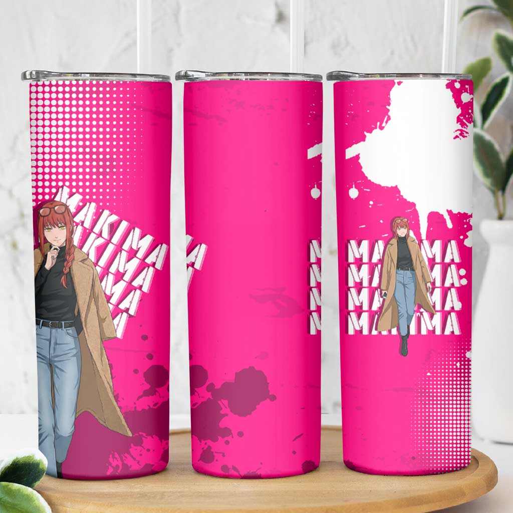 Makima Chainsaw Man Street Style Skinny Tumbler Bold Anime Grunge Aesthetic in Hot Pink