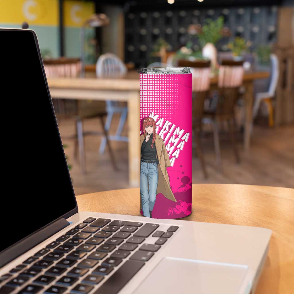 Makima Chainsaw Man Street Style Skinny Tumbler Bold Anime Grunge Aesthetic in Hot Pink
