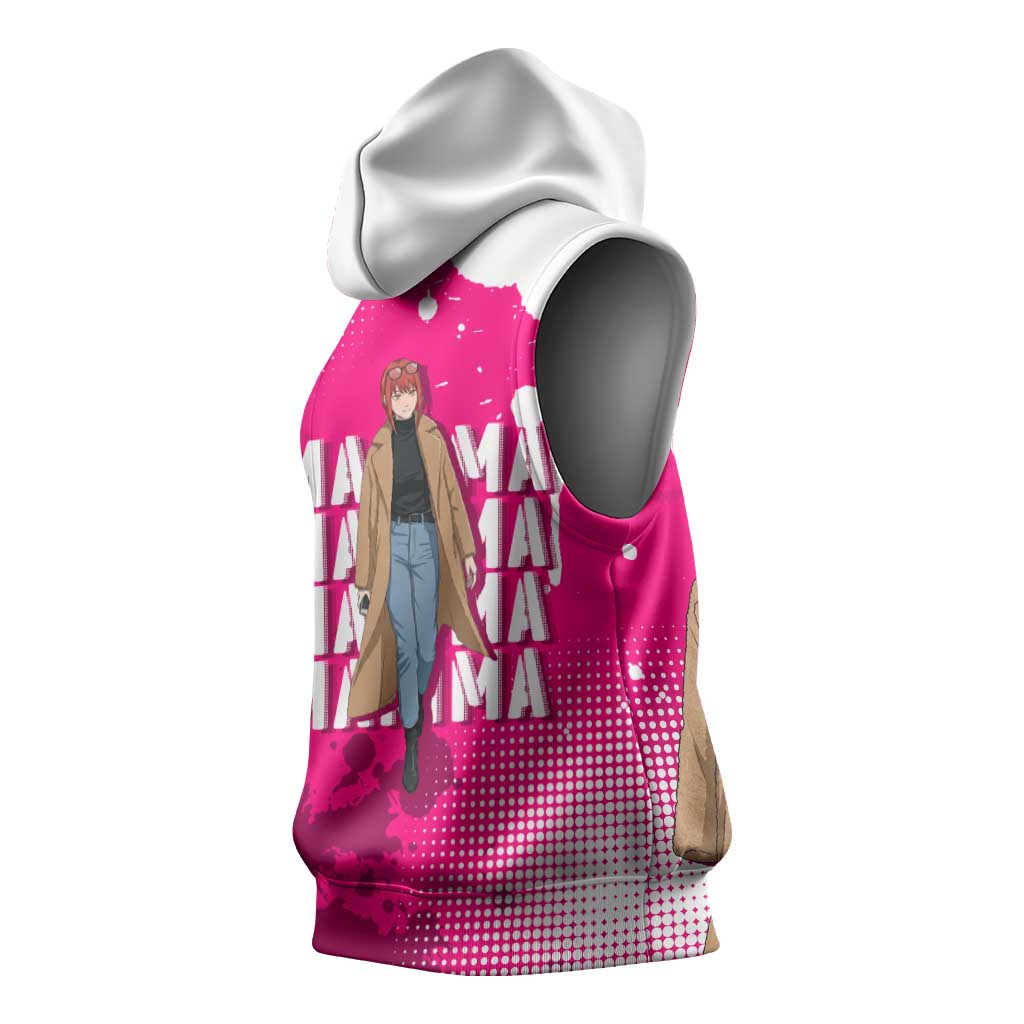 Makima Chainsaw Man Street Style Sleeveless Hoodie Bold Anime Grunge Aesthetic in Hot Pink
