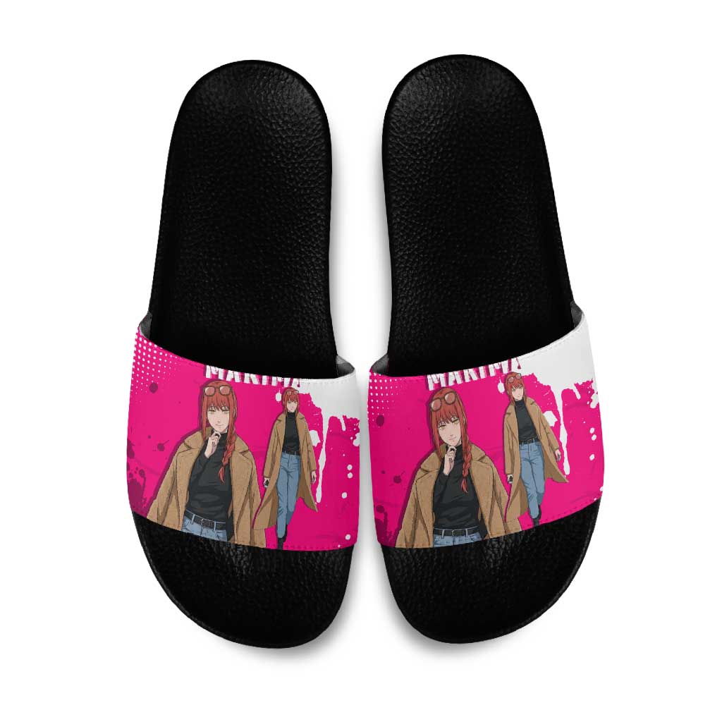 Makima Chainsaw Man Street Style Slide Sandals Bold Anime Grunge Aesthetic in Hot Pink