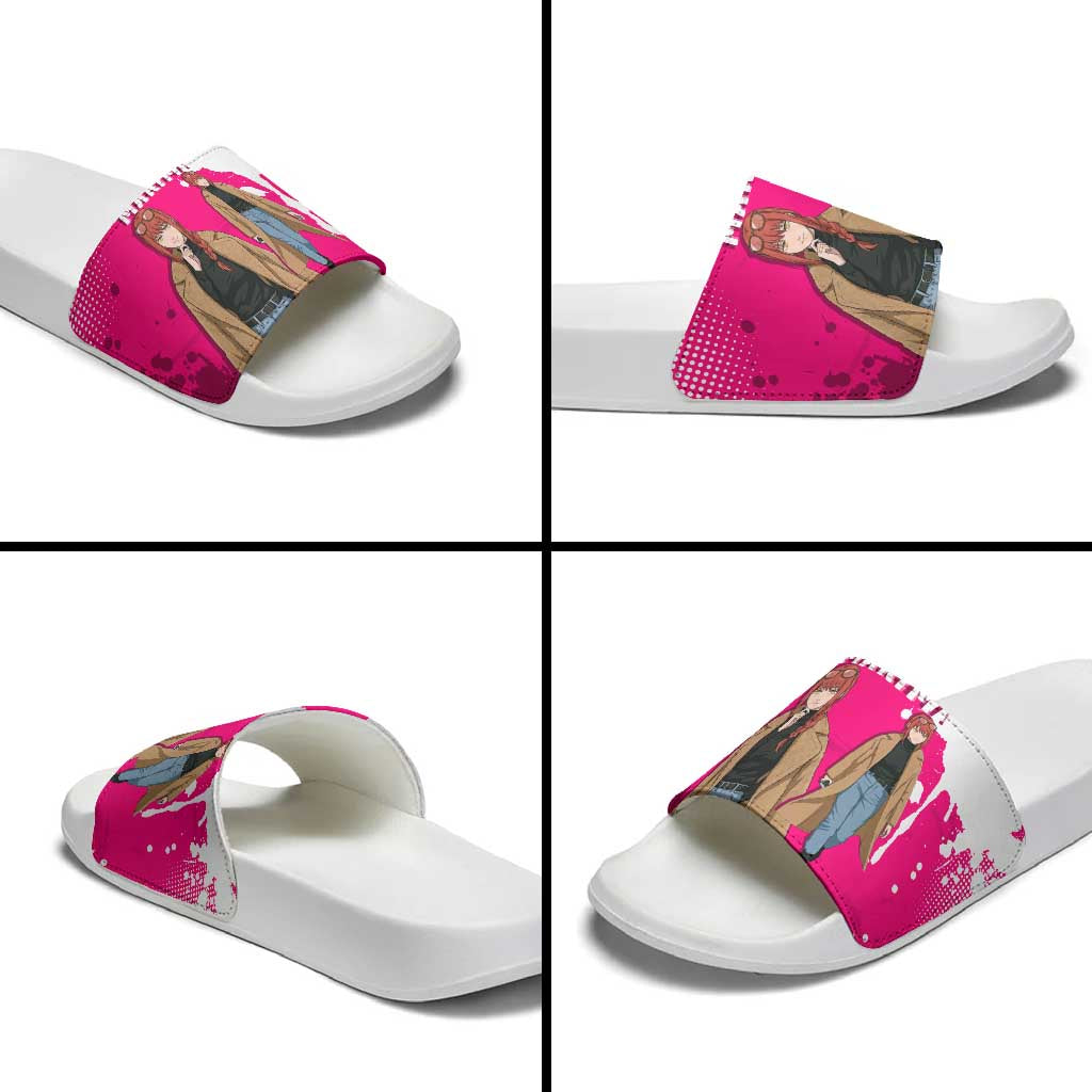 Makima Chainsaw Man Street Style Slide Sandals Bold Anime Grunge Aesthetic in Hot Pink