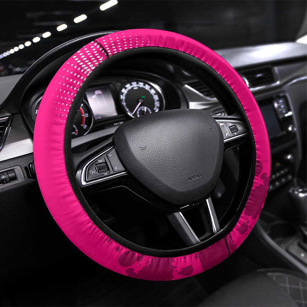 Makima Chainsaw Man Street Style Steering Wheel Cover Bold Anime Grunge Aesthetic in Hot Pink