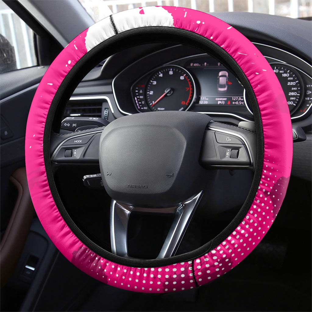 Makima Chainsaw Man Street Style Steering Wheel Cover Bold Anime Grunge Aesthetic in Hot Pink