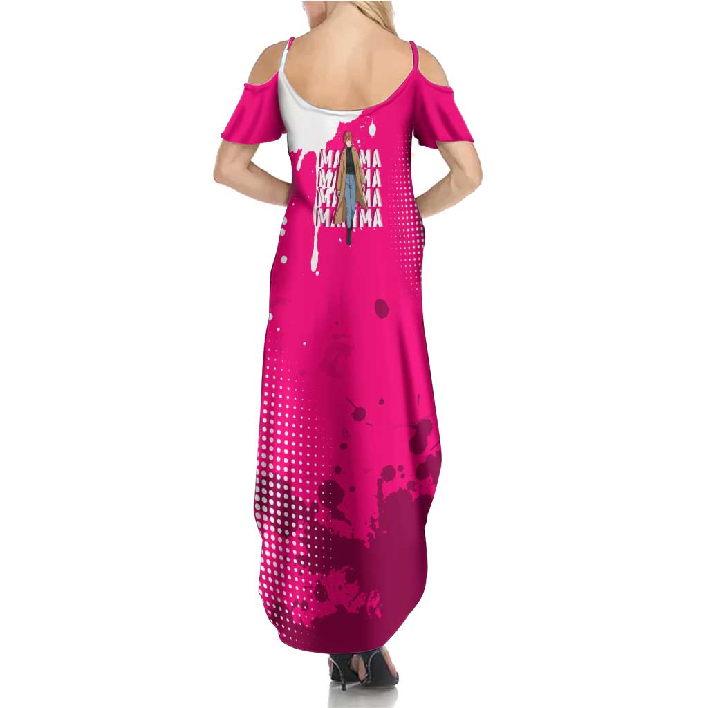 Makima Chainsaw Man Street Style Summer Maxi Dress Bold Anime Grunge Aesthetic in Hot Pink