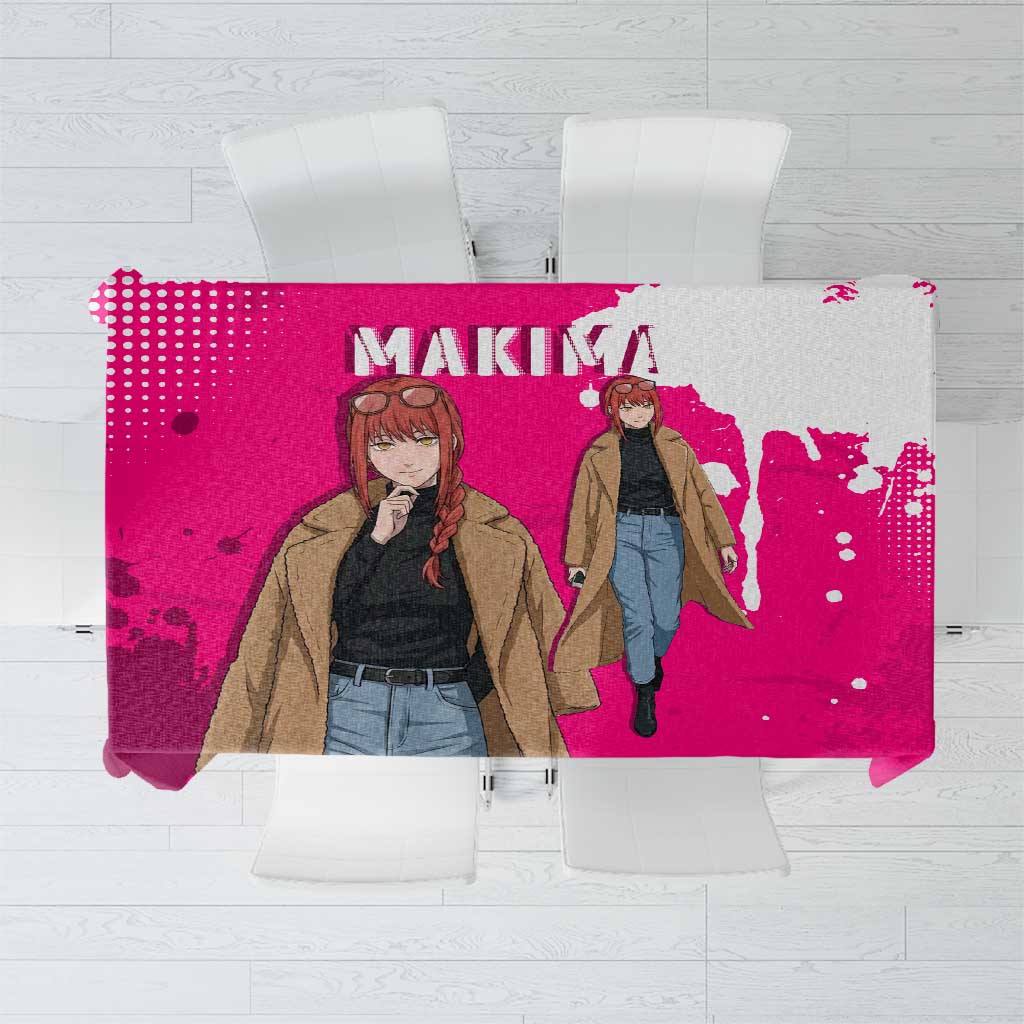 Makima Chainsaw Man Street Style Tablecloth Bold Anime Grunge Aesthetic in Hot Pink