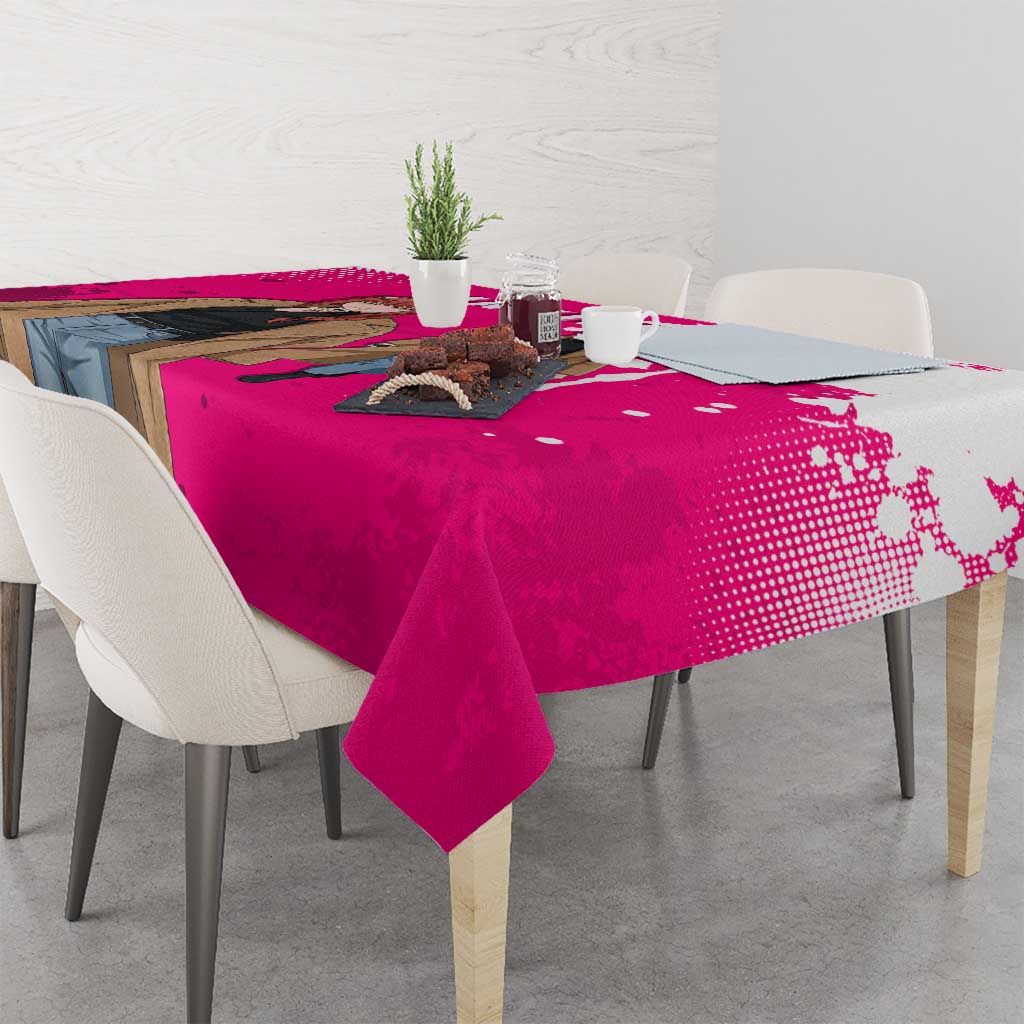 Makima Chainsaw Man Street Style Tablecloth Bold Anime Grunge Aesthetic in Hot Pink