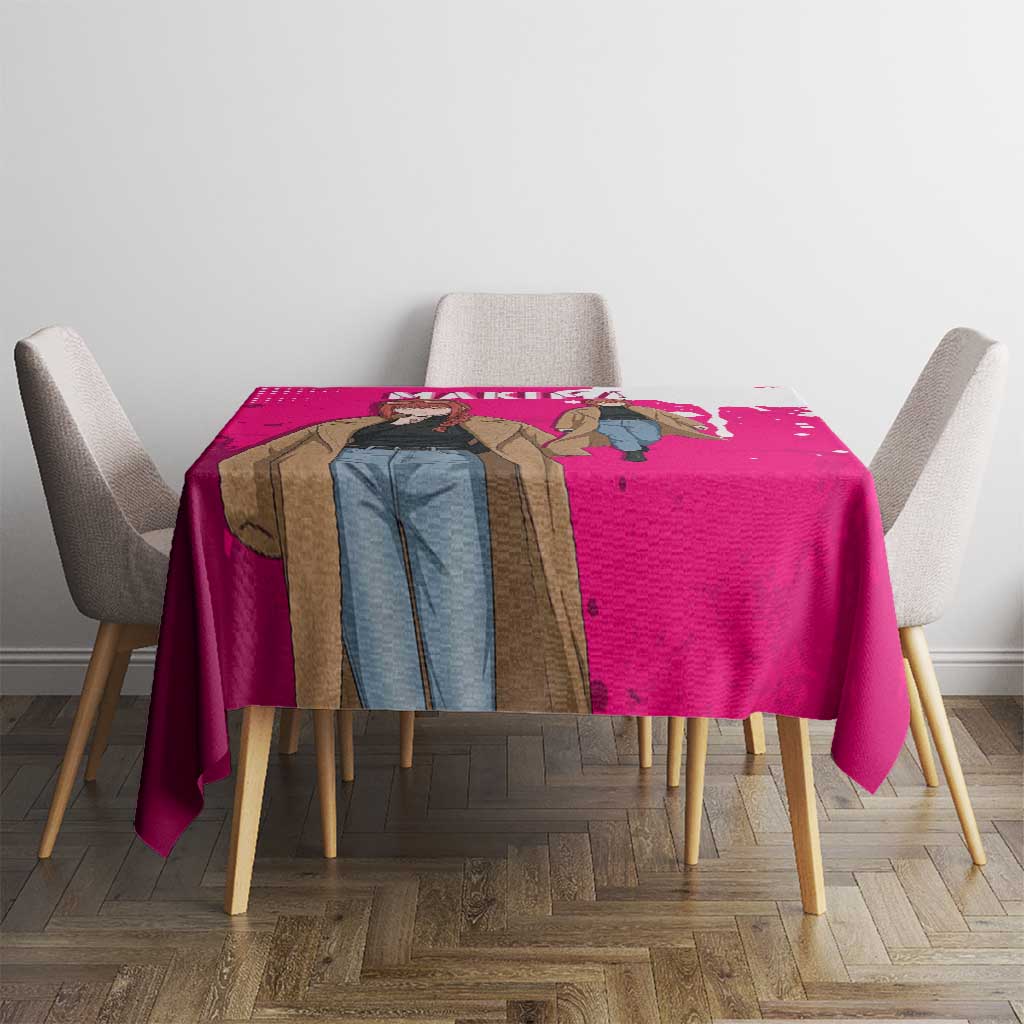 Makima Chainsaw Man Street Style Tablecloth Bold Anime Grunge Aesthetic in Hot Pink