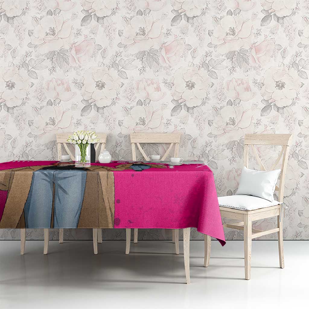 Makima Chainsaw Man Street Style Tablecloth Bold Anime Grunge Aesthetic in Hot Pink