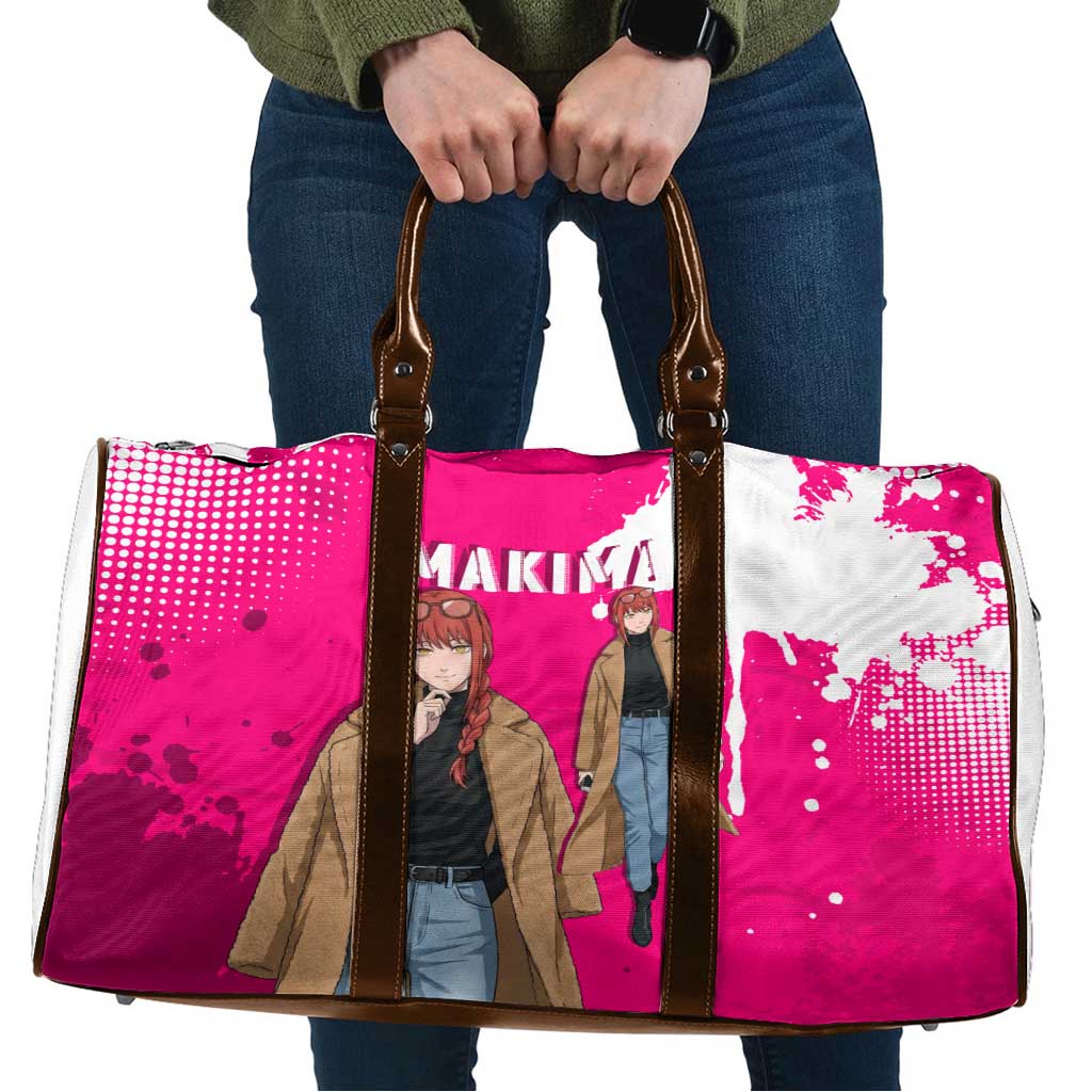 Makima Chainsaw Man Street Style Travel Bag Bold Anime Grunge Aesthetic in Hot Pink