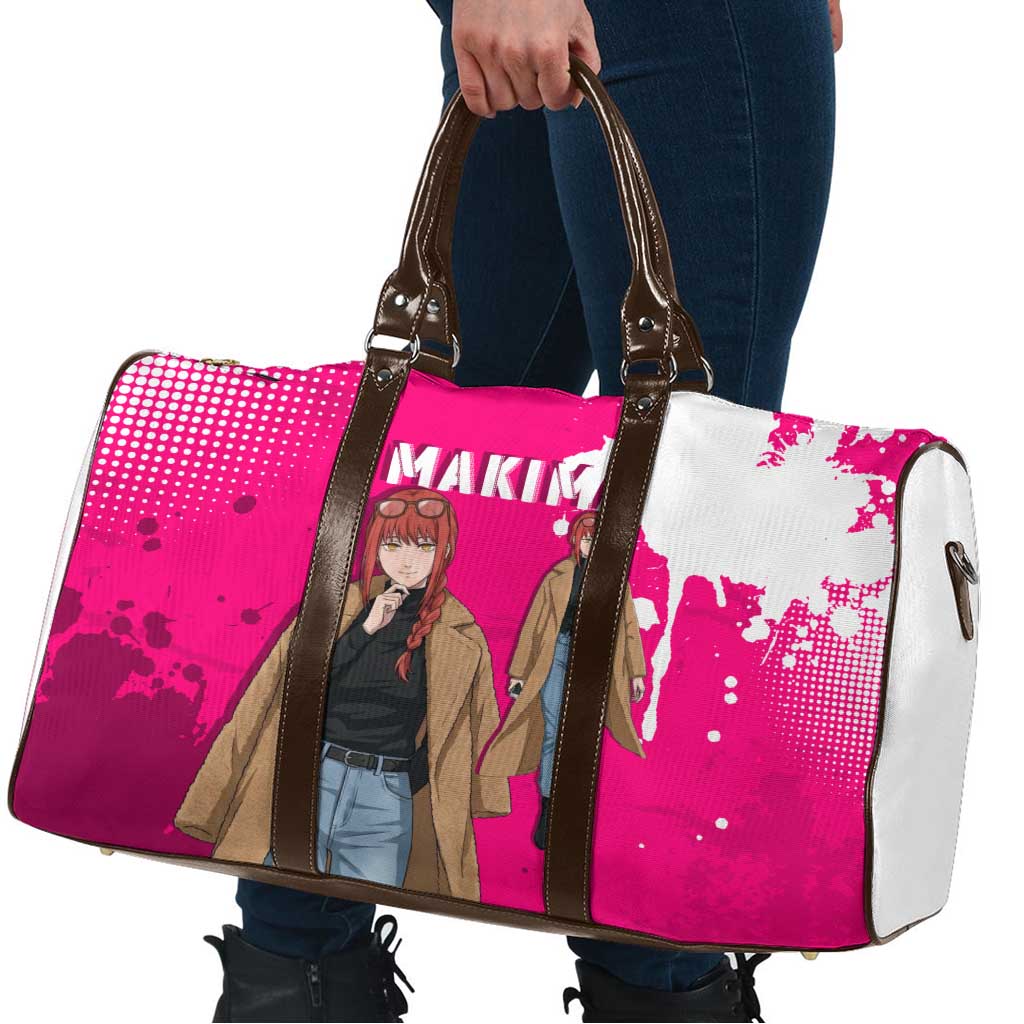 Makima Chainsaw Man Street Style Travel Bag Bold Anime Grunge Aesthetic in Hot Pink