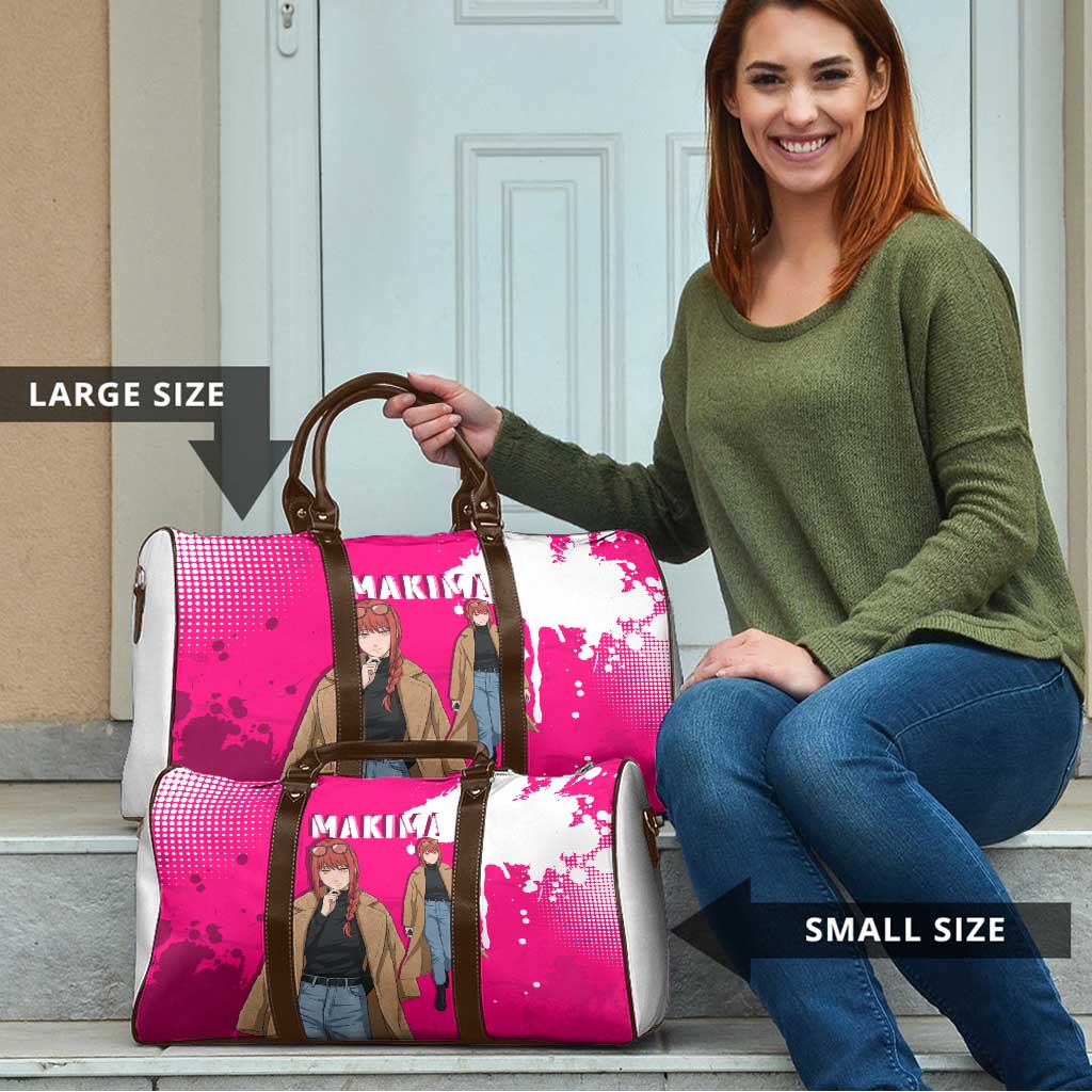 Makima Chainsaw Man Street Style Travel Bag Bold Anime Grunge Aesthetic in Hot Pink