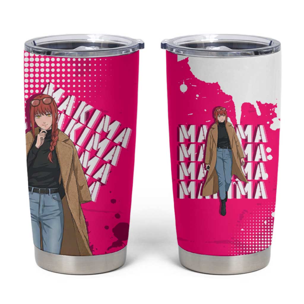 Makima Chainsaw Man Street Style Tumbler Cup Bold Anime Grunge Aesthetic in Hot Pink