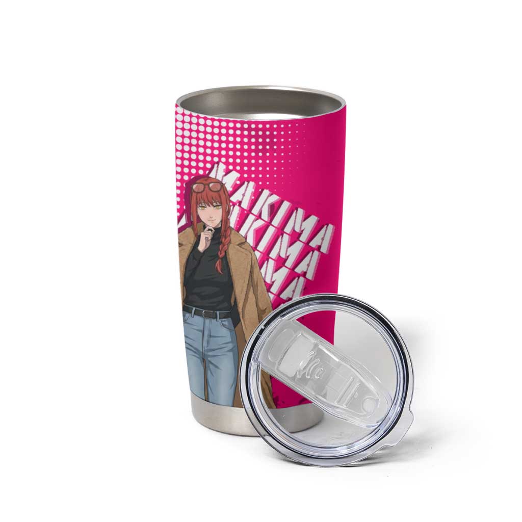 Makima Chainsaw Man Street Style Tumbler Cup Bold Anime Grunge Aesthetic in Hot Pink