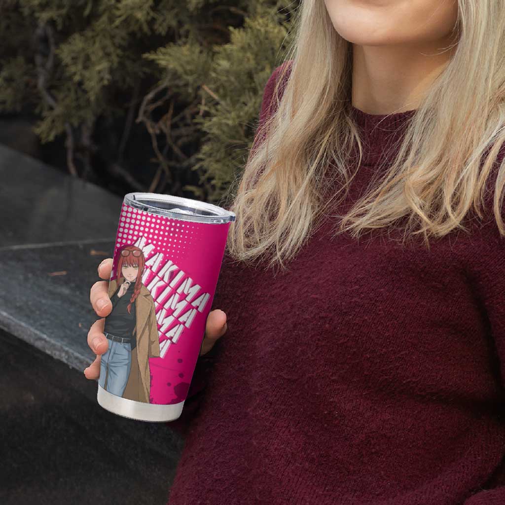 Makima Chainsaw Man Street Style Tumbler Cup Bold Anime Grunge Aesthetic in Hot Pink