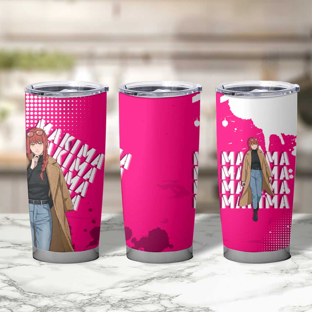 Makima Chainsaw Man Street Style Tumbler Cup Bold Anime Grunge Aesthetic in Hot Pink