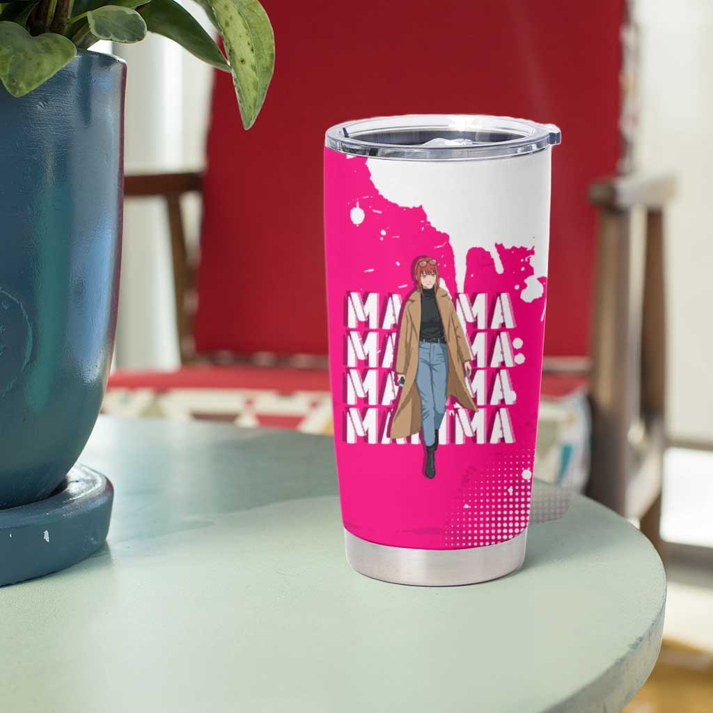 Makima Chainsaw Man Street Style Tumbler Cup Bold Anime Grunge Aesthetic in Hot Pink