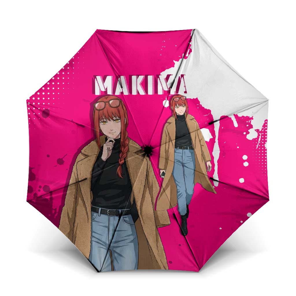 Makima Chainsaw Man Street Style Umbrella Bold Anime Grunge Aesthetic in Hot Pink