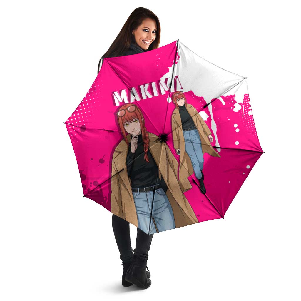 Makima Chainsaw Man Street Style Umbrella Bold Anime Grunge Aesthetic in Hot Pink