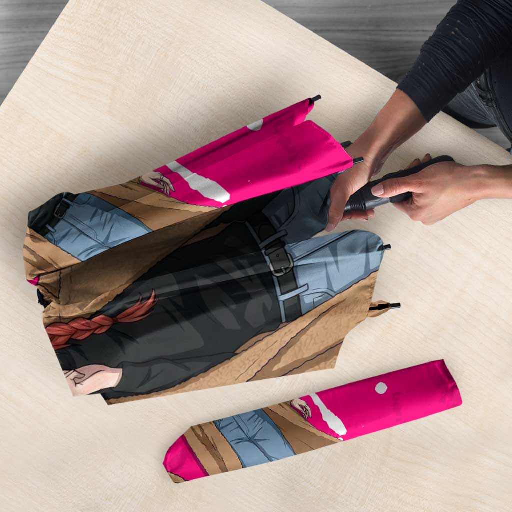 Makima Chainsaw Man Street Style Umbrella Bold Anime Grunge Aesthetic in Hot Pink