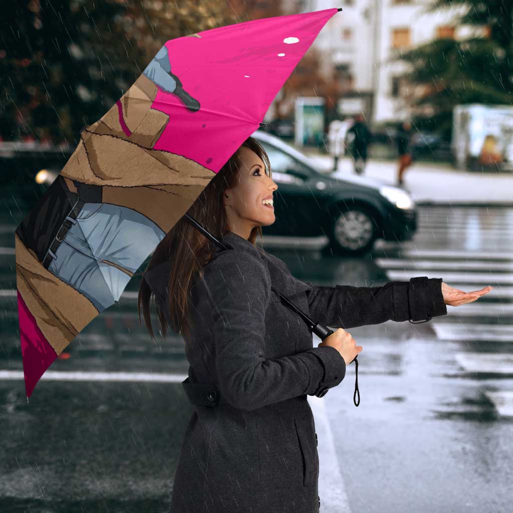 Makima Chainsaw Man Street Style Umbrella Bold Anime Grunge Aesthetic in Hot Pink